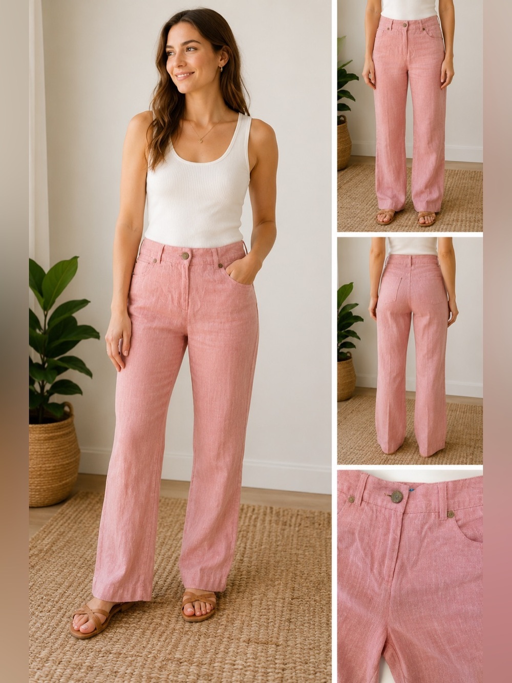 J.McLaughlin Linen Straight Leg Pants – Size 6 29” Inseam excellent condition